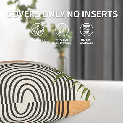 Boho Throw Pillows Covers 16x16 Set of 2, Mid Century Modern Pillow Covers Summer Outdoor Abstact Sunset Decorative Cushion Case for Bed Couch Sofa Home Decor | Modern Throw Pillow Covers Abstact Sunset Decorative Cushion Case For Bed Couch Sofa Home Deco