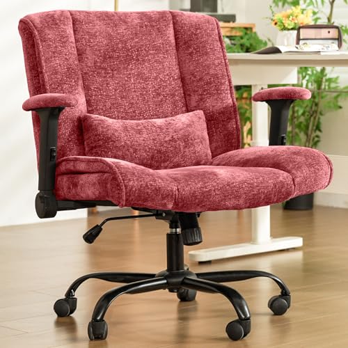 Criss Cross Chair with Wheels & Flip Arms, Wide Cross Legged Office Chair with Adjustable Tilt Criss-Cross Desk Chair with Lumbar Support for Home Office, Bedroom, Apartment Red - color: Red