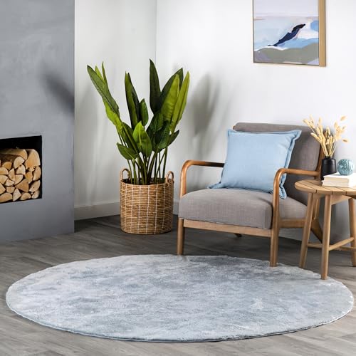 nuLOOM Loni Light Blue Solid Washable Area Rug, 4' Round - color: Light Blue, size: 4' (Round)