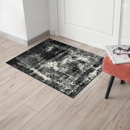 Keen Home Design Throw Rugs - 24"x36" Non-Shedding, Thick Pile Abstract Rugs for Kitchen, Living Room, Bedroom, Dining Room, Entryway - Size: 2' x 3', Abstract Black - color: Abstract Black, size: 2' x 3' (Rectangular)