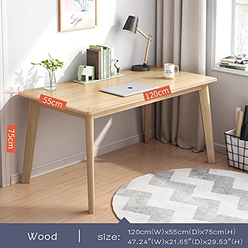 IOTXY Simple Wooden Writing Desk - Modern Minimalist Style PC Laptop Computer Workbench with Solid Wood Legs, 47" W Home Office Work Table for TV Stand Music Video Live Broadcast Workstation, Oak | Nordic Minimalist Style, MDF Tabletop, Solid Wood Legs, H