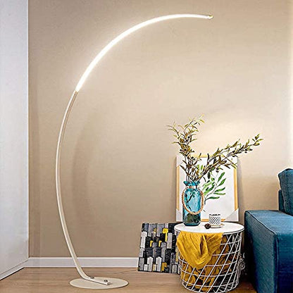 Minimalist Arc Floor Lamp with Remote Control - Dimmable LED Reading Light for Living Room, Bedroom, and Study(White) - size: White