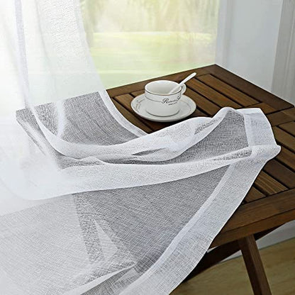 KOUFALL White Sheer Curtains 84 Inches Long 2 Panels,Gauze Cheese Cloth Linen Look Rod Pocket Flowy See Through Curtains for Living Room Bedroom - color: White, size: 52"W x 84"L (Pack of 2)