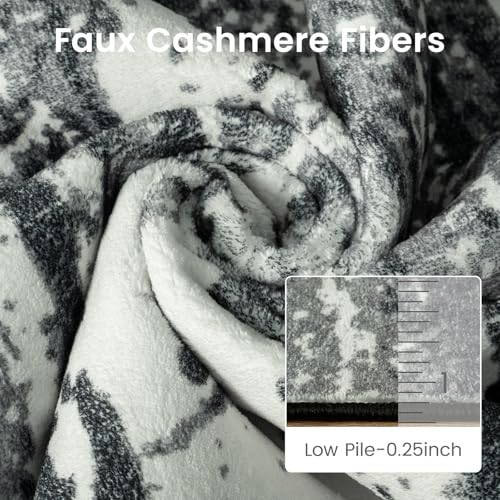 2x6 Hallway Runner Rug Washable Non-Slip Black White Low Pile Rugs | Stain Resistant, Soft Faux Wool, Abstract Pattern for Kitchen Walkway, Laundry Room, Entryway, Hallways - color: Black White, size: 2' x 6'(24''x72'')