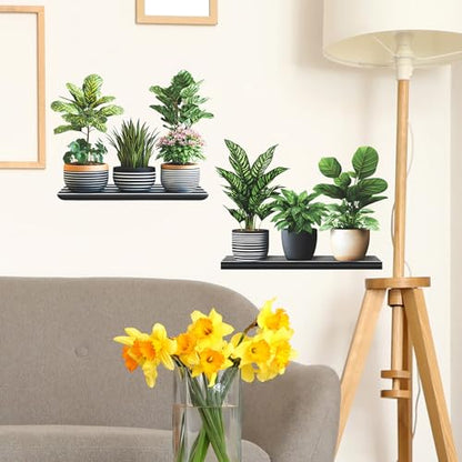 Green Plant Wall Decals 3D Bonsai Tropical Betterfly Wall Sticker Creative Vinyl Peel and Stick Removable Wall Art Decor for Living Room Bedroom Home Office (Green Plant 7) - style: Green Plant 7