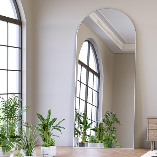 Full Length Mirror, 71"x25" Arch Mirror Floor Mirror with Stand Wall Mirror Silver Arched Full Body Mirror Standing Hanging or Leaning Against Wall Bedroom Mirrors for Entry, Living Room - color: Silver, size: 71"L x 25"W