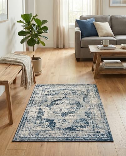 Rugs.com - Monte Carlo Rug – 2' x 3' 1 Blue Easy-Clean Rug – Perfect for Entryways, Kitchens, and Bathrooms - color: Blue, size: 2'2" x 3' (Rectangular)