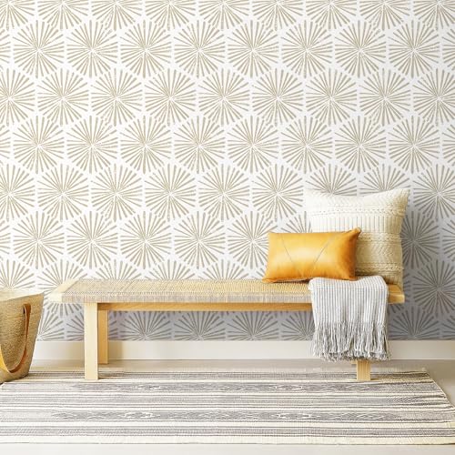 Safiyya Peel and Stick Wallpaper Boho Beige Contact Paper 393"x17.3" Modern Peel and Stick Wall Paper Geometric Removable Wallpaper for Bedroom Covering Vinyl Rolls - color: Beige, size: 17.3" x 393"