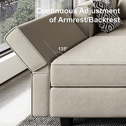 Belffin Modular Sectional Sofa with Double Chaise Velvet U Shaped Sofa Reversible Sectional Couch with Storage Grey - color: Grey, size: U Shape Sofa