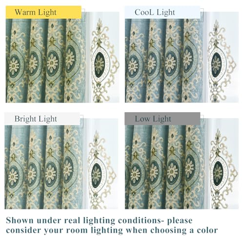 Simple Chenille Jacquard Blackout Window Elegance Curtains/Drapes/Panels/Treatments for Bedroom Living Room,Top Grommets, Two Panels, W54 x L96 inch - color: Blue-curtain, size: 54"W x 96"L (Pack of 2)