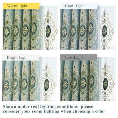 Simple Chenille Jacquard Blackout Window Elegance Curtains/Drapes/Panels/Treatments for Bedroom Living Room,Top Grommets, Two Panels, W54 x L96 inch - color: Blue-curtain, size: 54"W x 96"L (Pack of 2)