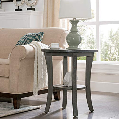 Leick Home 10302-RG Rustic Wire Brushed Driftwood Round Side Table with Shelf, Rustic Gray - color: Rustic Gray
