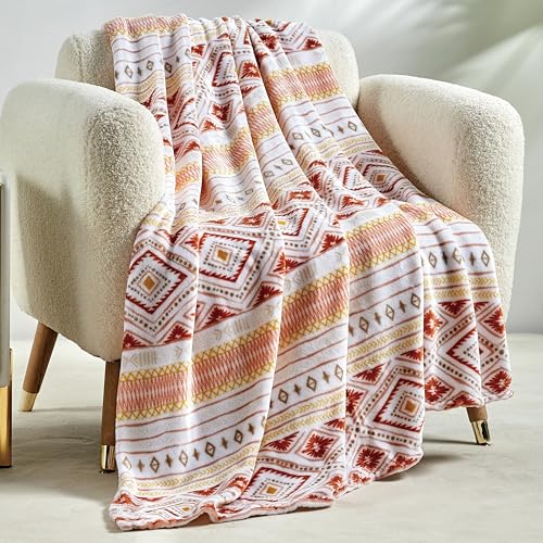 Elegant Comfort Lightweight Printed Throw Blanket- All Season, Ultra Soft, Cozy and Plush- Decorative Throw Blankets, Perfect for Lounging, 50 x 60 inches, Nayati, Throw Blanket - color: Nayati