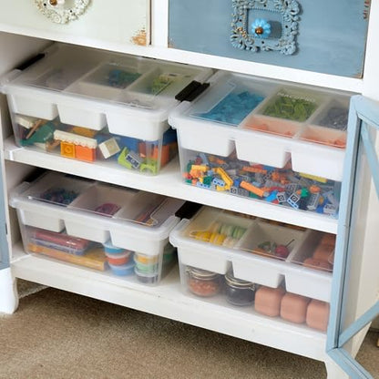MACOPRO 17QT Clear Plastic Box Craft Storage Bin with Removable Tray & Lid | 1-pack container, art supply organizer for playdoh, sewing, beads & craft tools, space-saving stackable bins organization - size: 1Pack-17QT