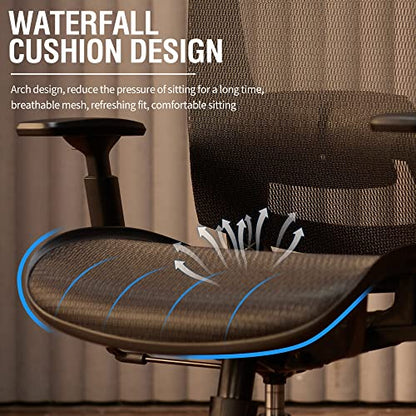 Ergonomic Mesh Office Chair,Comfy Computer Desk Chair - BIFMA 5.1 Certified Commercial Swivel Task Chair for Home Office - Adjustable Lumbar Support & Armrests,Tilt Function,Wide Seat (Black) - color: Black
