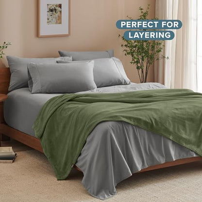 Bare Home Fleece Blanket Luxury Microplush (Full/Queen, Cypress) | Ultra-Soft Lightweight Blanket for Bed, Sofa, and Couch, Cozy & Warm Blanket - color: 11 - Cypress, size: Full/Queen