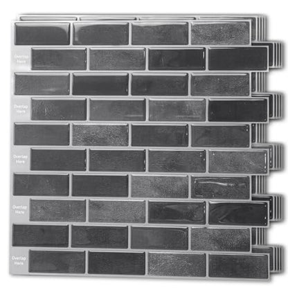 Art3d 10-Pack Marble Peel and Stick Backsplash, 12 x 12 in, Smoky Black | Strong Adhesion, Lightweight, Cuttable, Waterproof, Fadeless, Crack Resistant, for Kitchen, Bedroom, Ideal for Recently Moved - color: Smoky Black