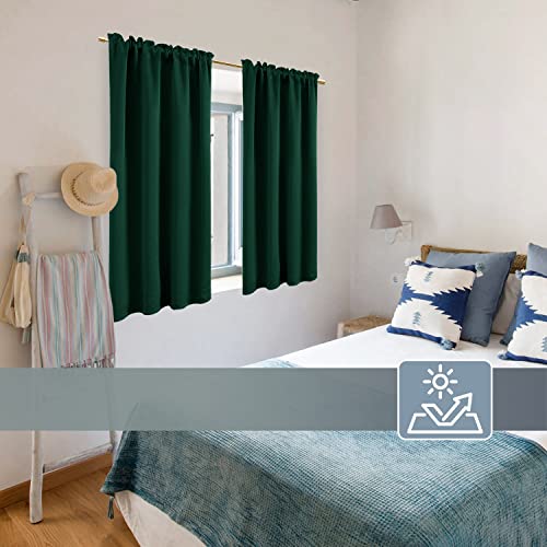 PANELSBURG Dark Green Blackout Curtains for Bedroom,Thermal Insulated Short Room Darkening Curtain for Kitchen Window Set of 2 Panels Rod Pocket 42 Inch Length,Hunter Emerlad Green - color: Dark Green