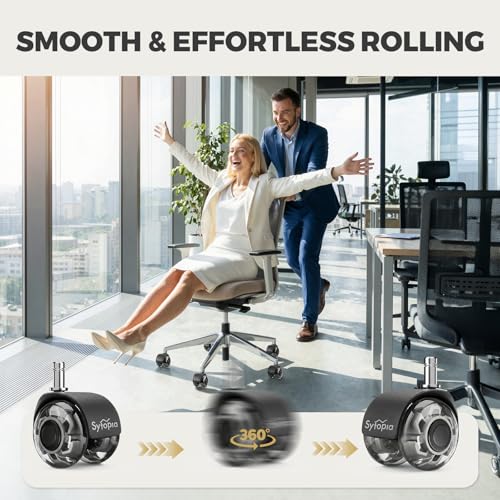 Office Chair Wheels 2" Desk Chair Caster Wheels Smooth Roller Style Quiet for Carpet and Hardwood Floors Universal Fit 11x22 mm Set of 5 Grey - color: Grey-2 Inch