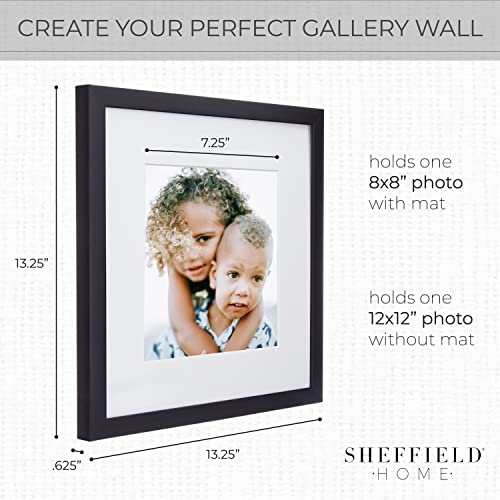 Sheffield Home 9 Piece Gallery Wall Frame Set, 12x12 in. Matted to 8x8 in. (Matte Black) - color: Matte Black, size: 12x12 Inch