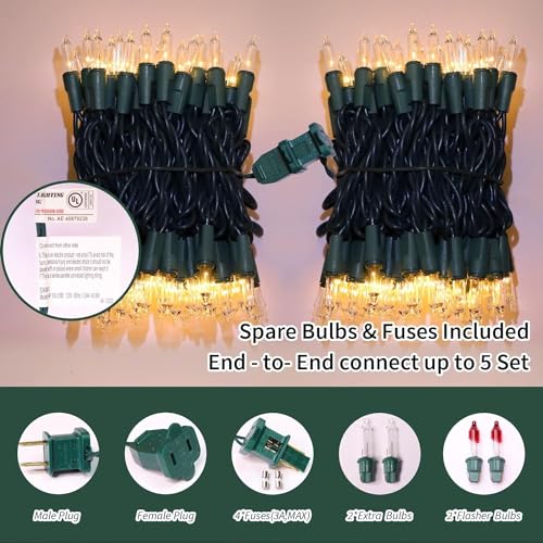 100 Count Clear Christmas Lights - 20 ft Ultra Bright White String Lights with Green Wire for Indoor and Outdoor Use, Christmas Trees, Holidays Party Patio Wedding and Garden - color: Clear