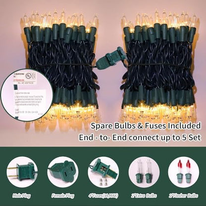 100 Count Clear Christmas Lights - 20 ft Ultra Bright White String Lights with Green Wire for Indoor and Outdoor Use, Christmas Trees, Holidays Party Patio Wedding and Garden - color: Clear