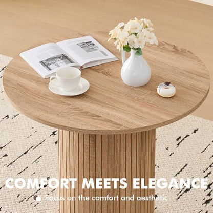 31.5" Round Dining Table for 2, Modern Small Pedestal Kitchen Table, Space Saving, for Apartment Dining Living Room - color: Mini Natural 31.5