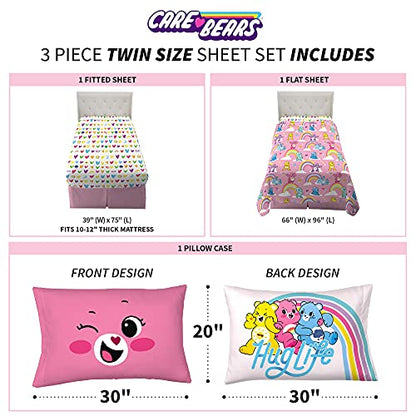 Franco Kids Bedding Super Soft Sheet Set, Twin, Care Bears - color: Care Bears, size: Twin