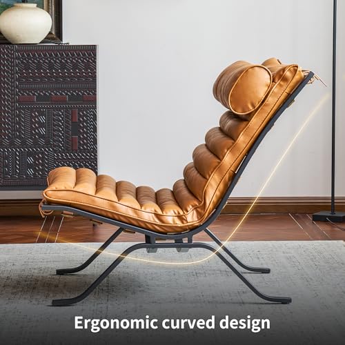 Imitation Leather Upholstered Armless Chair Modern Design Luxury Lounge Chair (Brown) - color: Brown