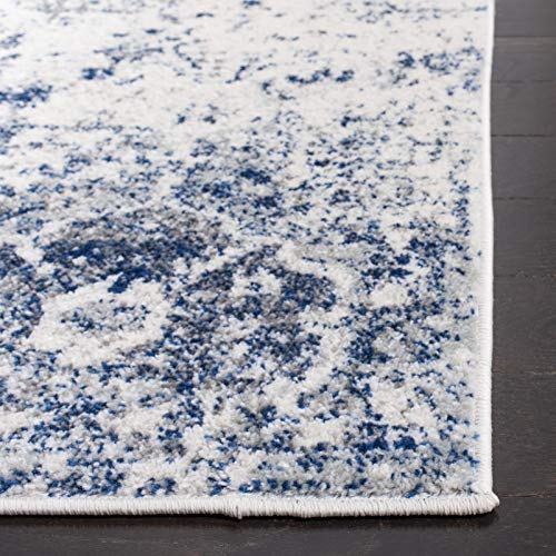 SAFAVIEH Madison Collection Runner Rug - 2'3" x 6', White & Royal Blue, Boho Chic Distressed Design, Non-Shedding & Easy Care, Ideal for High Traffic Areas in Living Room, Bedroom (MAD611C) - color: White/Royal Blue, size: 2'3" x 6' (Runner)