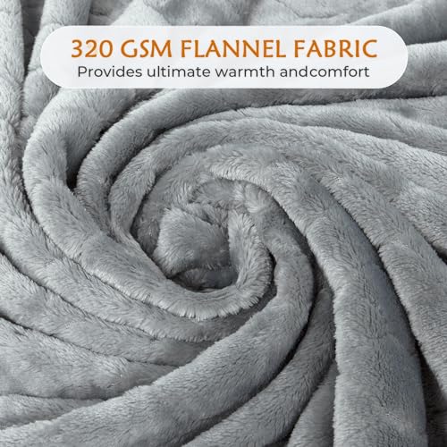 Fleece Blanket Super Soft Cozy Throw Blanket 50" x 60", Lightweight Fuzzy Comfy Textured Flannel Blanket Warm Plush Throw Blankets for Couch, Sofa, Bed, Light Grey - color: Light Grey, size: Throw-50" x 60"