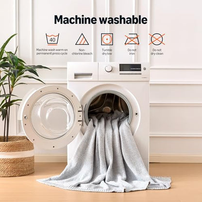 Amazon Basics Chunky Chenille Knit Throw Blanket for Couch, Bed and Sofa, Soft and Warm Lightweight Jersey, 50"×60", Grey - color: Grey, size: 50×60in.