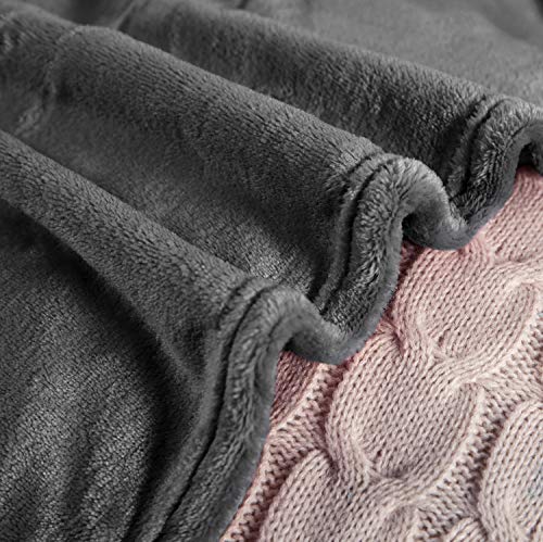 TASTHROW Large Flannel Fleece Throw Blanket, 50×70 Inch - Grey | Cozy Lightweight Thick Blanket - All Seasons Suitable for Women, Men and Kids (Two Pack) - color: Grey, size: Two Pack 50"x70"