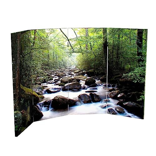 Red Lantern Double Sided Path of Life Canvas Folding Screen, 3 Foot - 4 Panel - size: 3 Foot - 4 Panel