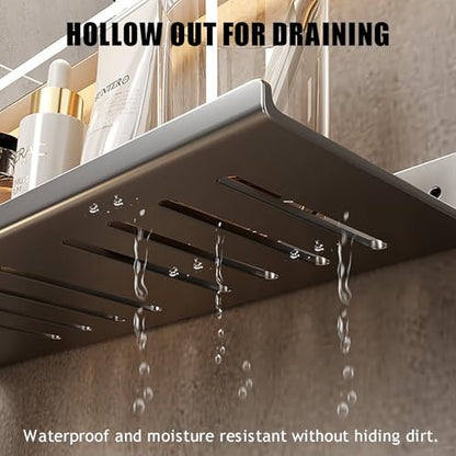 Over The Sink Shelf, Metal Wall Mounted Bathroom Countertop Organizer, Floating Shelf Organizer (2 PCS) (Black, 40CM(15.7'))