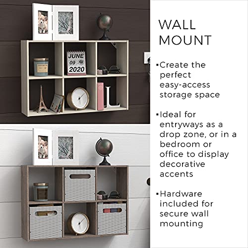 ClosetMaid 5430 Mini 6-Cube Desktop or Wall Mount Organizer, Bleached Walnut - color: Bleached Walnut