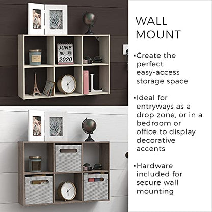 ClosetMaid 5430 Mini 6-Cube Desktop or Wall Mount Organizer, Bleached Walnut - color: Bleached Walnut