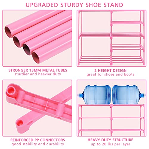LNYZQUS 7-Tier Large Pink Shoe Rack, 24 -30 Pairs Tall Shoe Organizer Shelf, Kids Boots Stand Organizer For Garage Closet Entryway