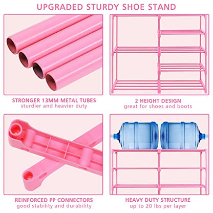 LNYZQUS 7-Tier Large Pink Shoe Rack, 24 -30 Pairs Tall Shoe Organizer Shelf, Kids Boots Stand Organizer For Garage Closet Entryway