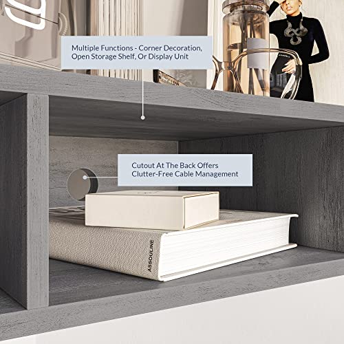 BELLEZE 47" Russel TV Stand & Entertainment Center - Gray Wash | Modern Style,Wall-mounted Storage Shelf,Fit TV up to 46",Living Room Dining Room - color: Gray Wash, style: Russel