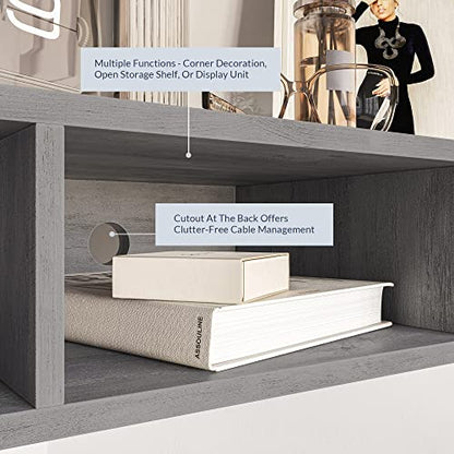 BELLEZE 47" Russel TV Stand & Entertainment Center - Gray Wash | Modern Style,Wall-mounted Storage Shelf,Fit TV up to 46",Living Room Dining Room - color: Gray Wash, style: Russel