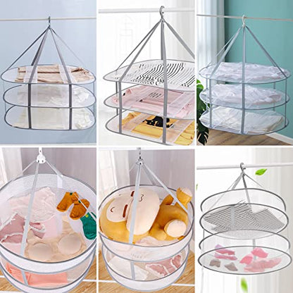 2 Pack 3-Tier Folding Mesh Clothes Hanging Dryer, Sweater Drying Rack, Large Laundry Drying Rack, Lay fold Flat Dry Hanger, Mesh Clothes Hanging Dryer - XL(3Tier)+XL(3Tier) - size: XL(3Tier)+XL(3Tier)