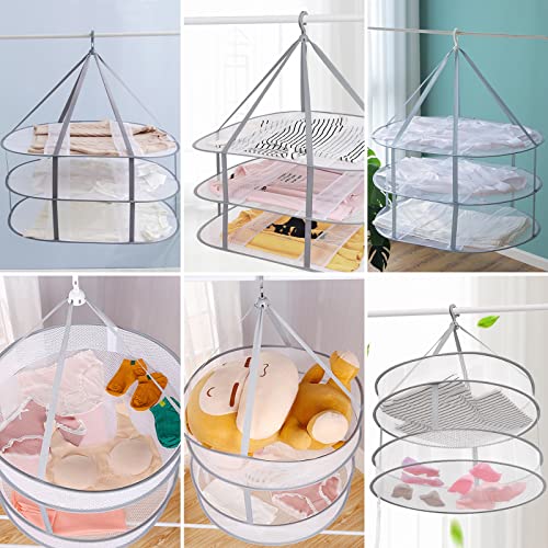 3-Tier Folding Mesh Clothes Hanging Dryer, Sweater Drying Rack, Large Laundry Drying Rack, Lay fold Flat Dry Hanger, Mesh Clothes Hanging Dryer - XL(3Tier) - size: XL(3Tier)