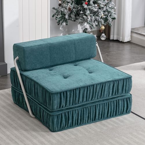 GDFStudio Folding Sofa Bed Convertible Floor Couch Futon Sleeper Chair with Removable Back Cushion Modular Lounge Mattress for Living Room Guest Room Home Office Apartment Small Spaces, Green - color: Green