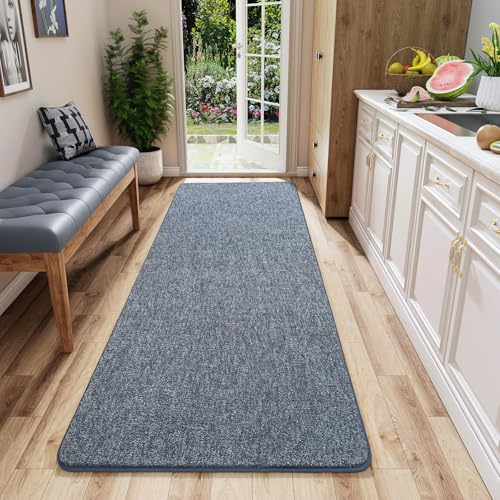 2x6 Runner Rug for Hallway, Long Runner Rugs Non Slip, Blue | Soft Washable Memory Foam Carpet for Bedroom, Non Slip Backing Runners Rug for Hallways, Kitchen, Bathroom, Entryway Home - color: Navy Blue and White, size: 2' x 6' (Runner)