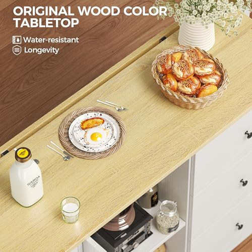 IRONCK Rolling Kitchen Island with Storage & Drop Leaf, 47.2" Kitchen Cart | with 3 Drawers, Spice Rack, Towel Rack, Storage Cabinet, Portable Mobile Island on Wheels, Black - color: White