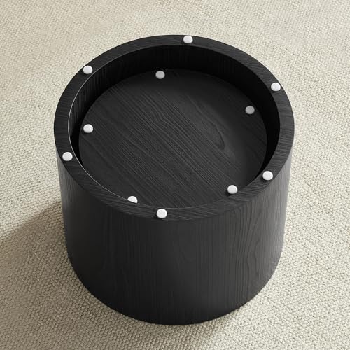 Nesting Coffee Table Set of 2, Modern Round Coffee Table Drum Side Table, Wooden Circle Accent Tables End Tables for Small Spaces Living Room Bedroom Office (Black) - color: 18.9" & 14.96" Dark Black
