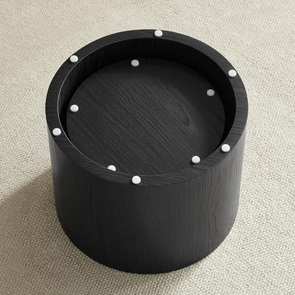 Nesting Coffee Table Set of 2, Modern Round Coffee Table Drum Side Table, Wooden Circle Accent Tables End Tables for Small Spaces Living Room Bedroom Office (Black) - color: 18.9" & 14.96" Dark Black