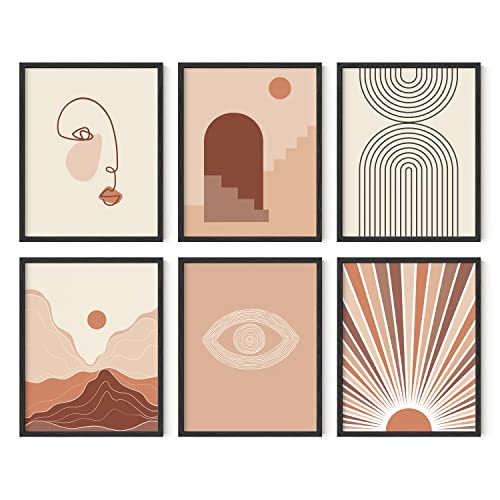 HAUS AND HUES Boho Prints for Wall Decor - Set of 6 Geometric Posters and Bohemian Art Prints Mid Century Wall Art | Aesthetic Bohemian Wall Decor UNFRAMED (Natural Boho, 11x14) - color: Natural Boho, size: 11"L x 14"W