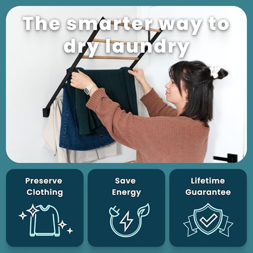 Wall Mounted Drying Rack – Foldable Laundry Drying Rack for Wall, Space Saving Clothes Drying Rack for Laundry Room, Bathroom or Small Spaces